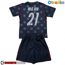 Otroške Nogometnih dresov Združene države Timothy Weah #21 Gostujoči SP 2026 Kratki rokavi (+ hlače)